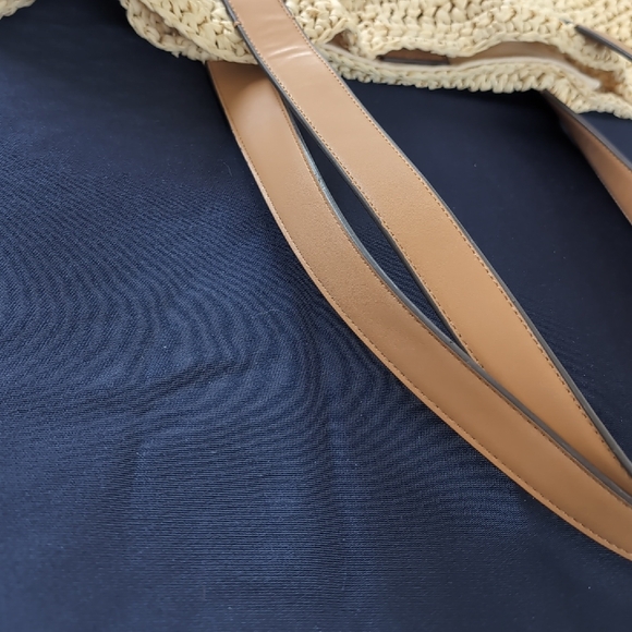 Two-Tone Straw Tote Bag - Pink and Tan - Picture 12 of 15